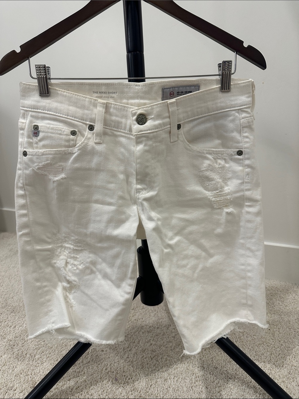 White Distressed Women's Denim Shorts